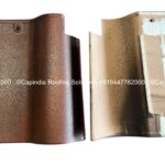 Roman Series Small Red Dots ceramic roof tiles by Capindia, featuring fine red dotted accents over a warm antique finish for a refined, traditional look.